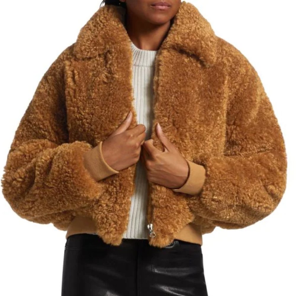 NWT RAG & BONE Nikki Wool Cashmere Shearling Bomber Jacket Size S